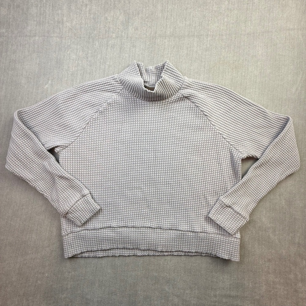 The North Face Womens Waffle Knit Mock‎ Neck Pullover Sweatshirt Purple Size M